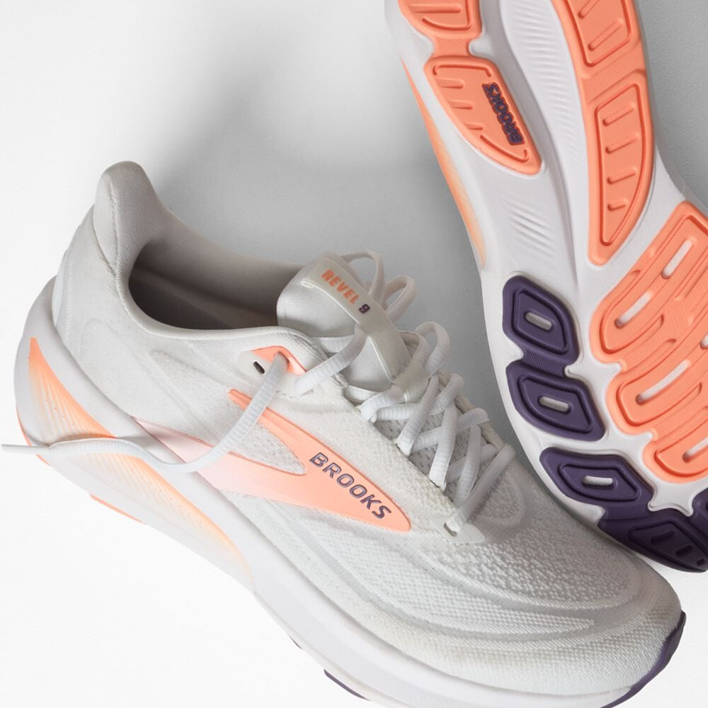 Women's Revel 9 - White/Cyber Peach/Purple